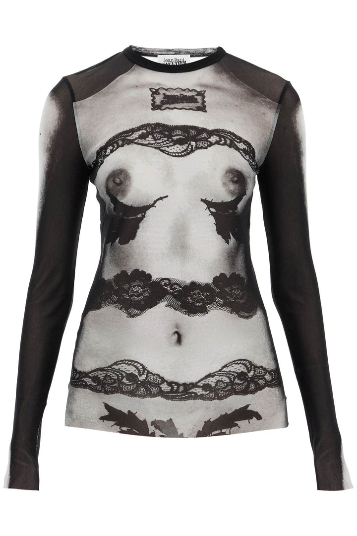 JEAN PAUL GAULTIER 'body lace marinière' mesh