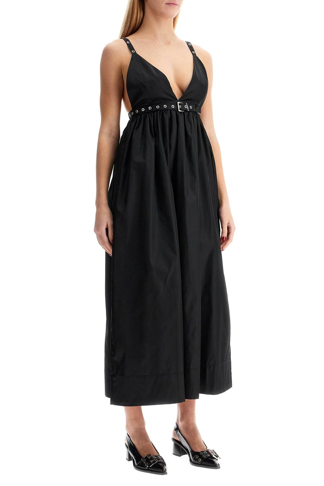 Ganni nylon midi dress