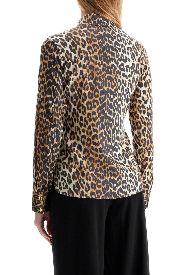 Ganni leopard print satin shirt