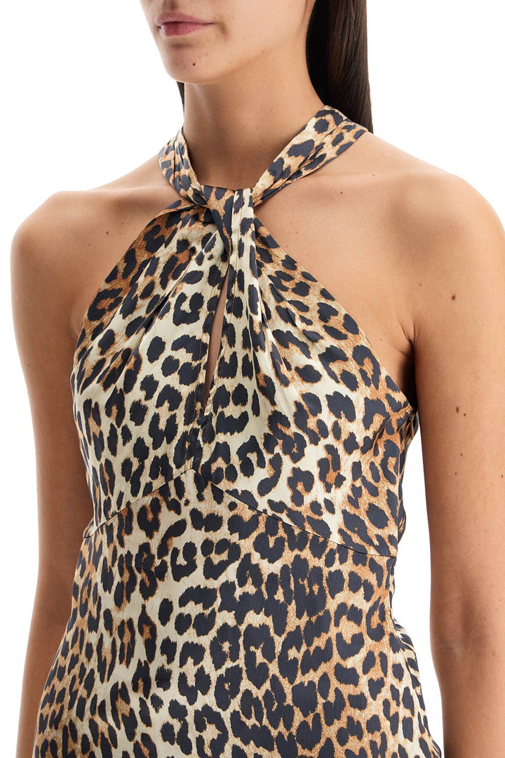 Ganni leopard print satin top