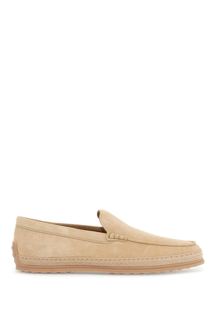 Tod'S beige woven leather slip-on loafers