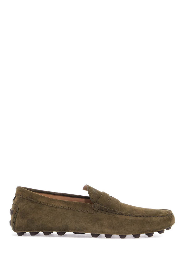 Tod'S olive green suede loafers