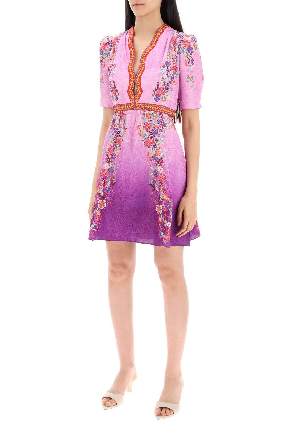 Saloni Replace With Double Quotesilk Mini Dress Tabith   Purple