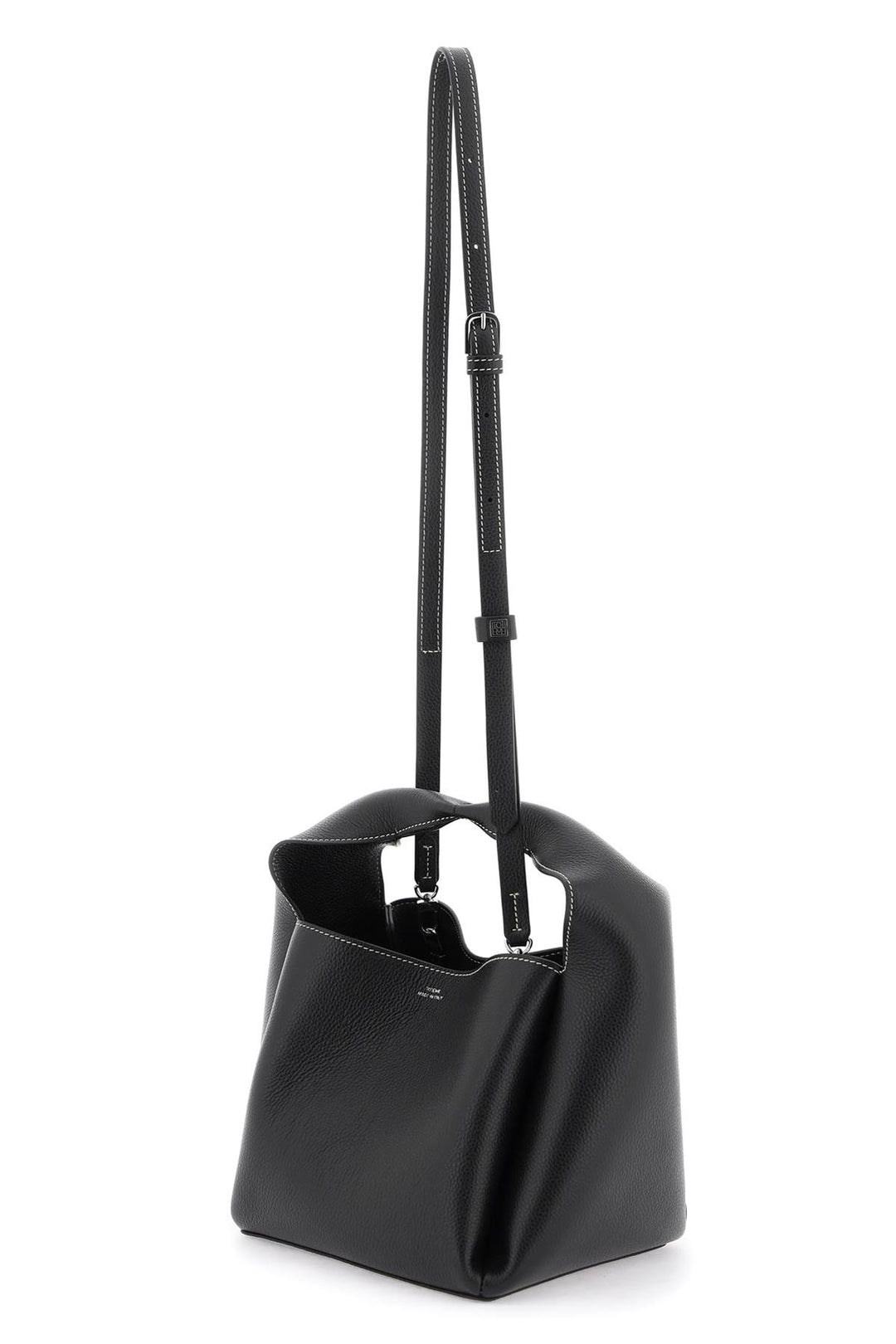 Toteme Hammered Leather Bucket Bag   Black