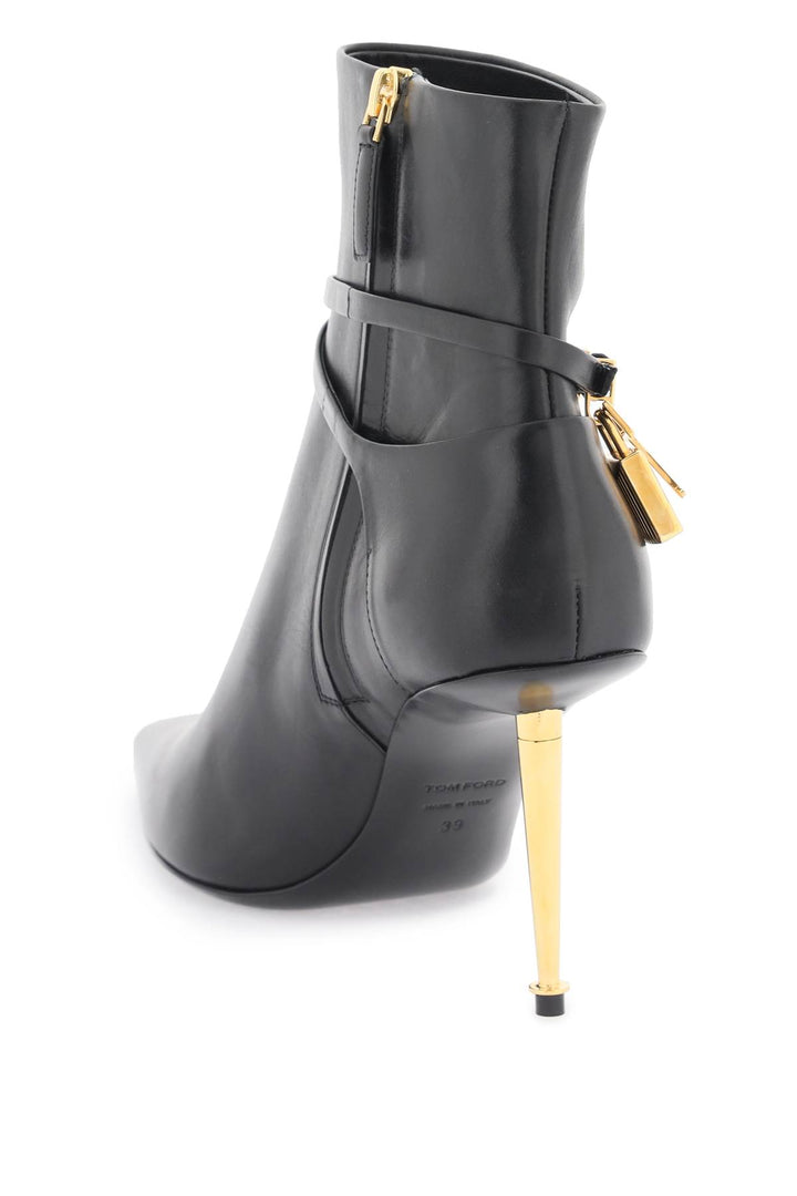 Tom Ford Leather Ankle Boots With Padlock   Nero