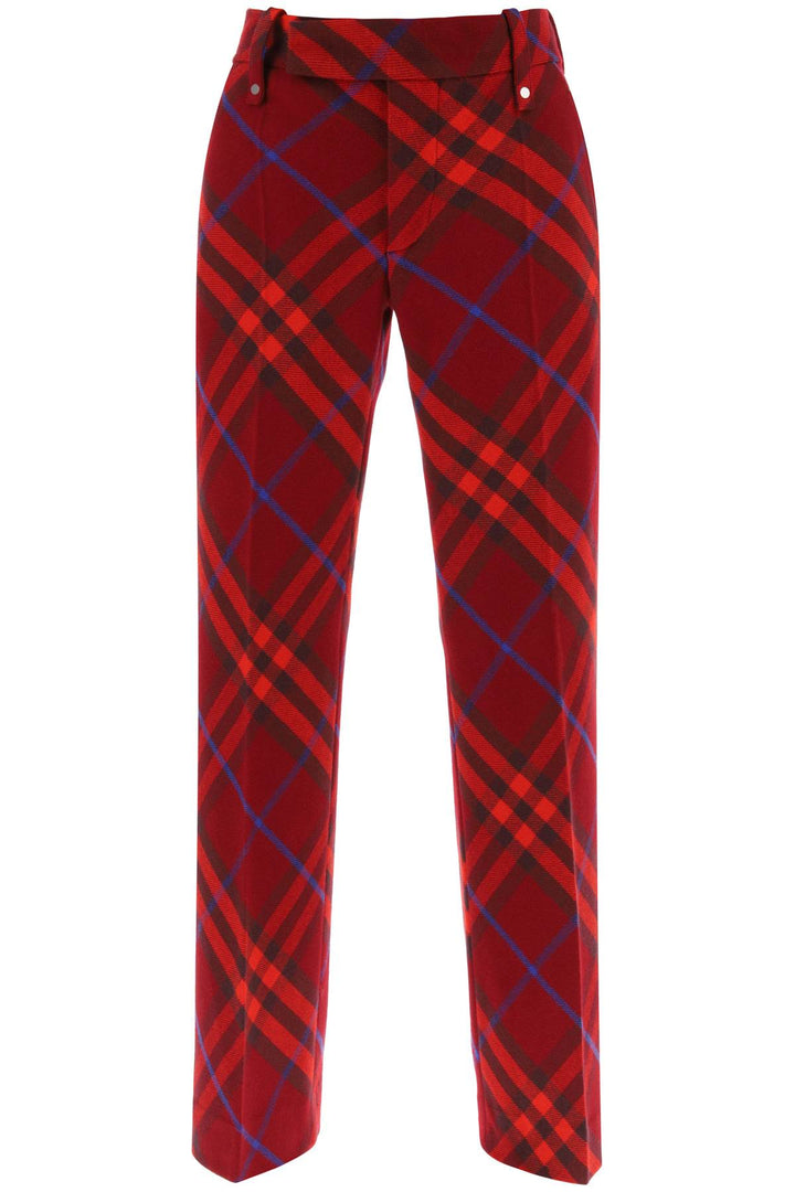 Burberry Check Wool Pants   Red