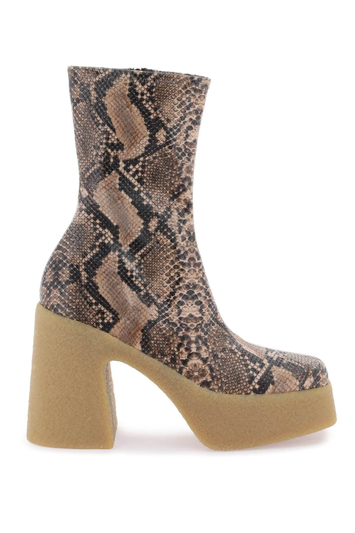 Stella Mc Cartney Skyla Wedge Ankle Boots In Alter Python   Marrone