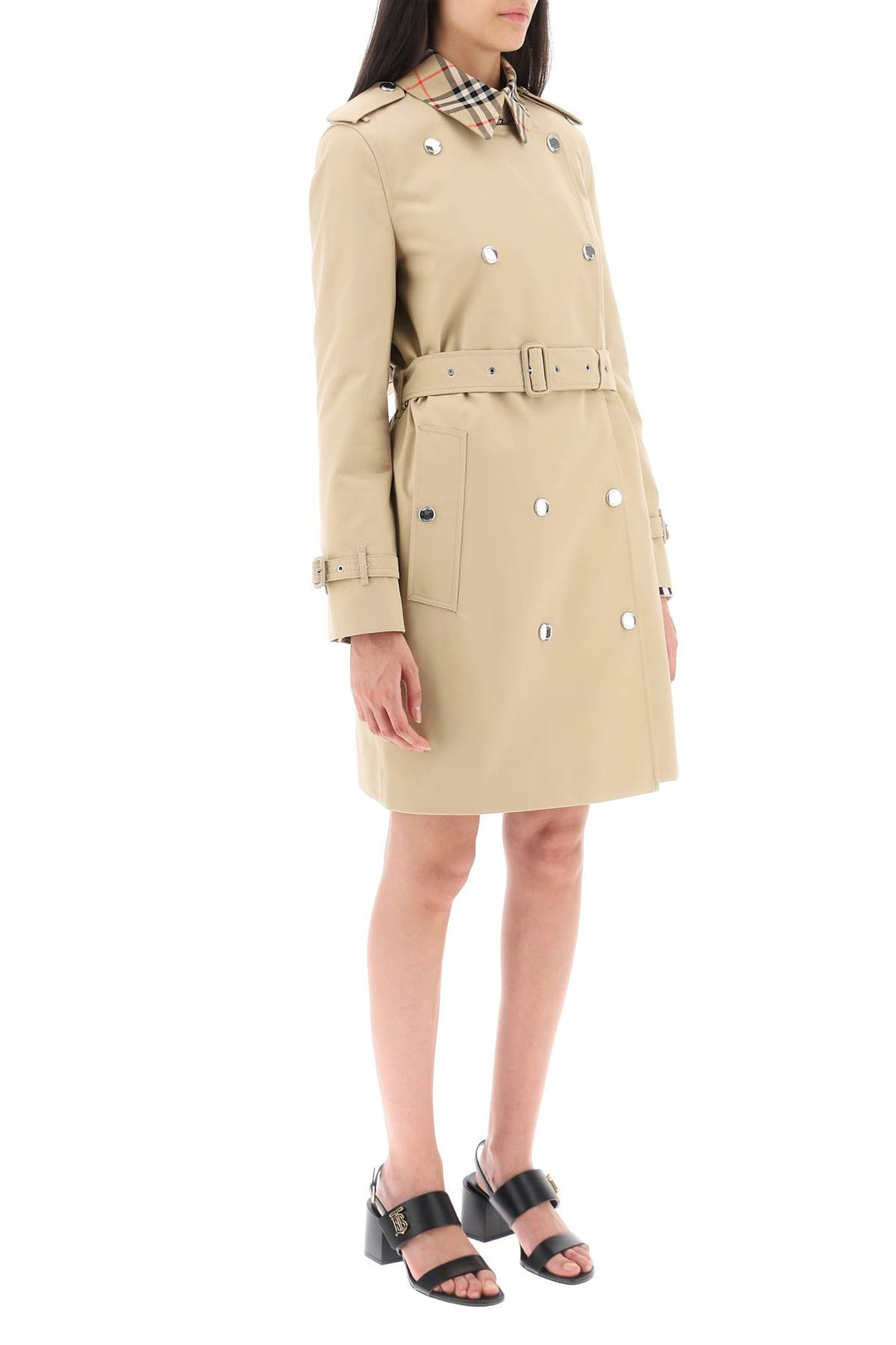 Burberry Montrose Double Breasted Trench Coat   Beige