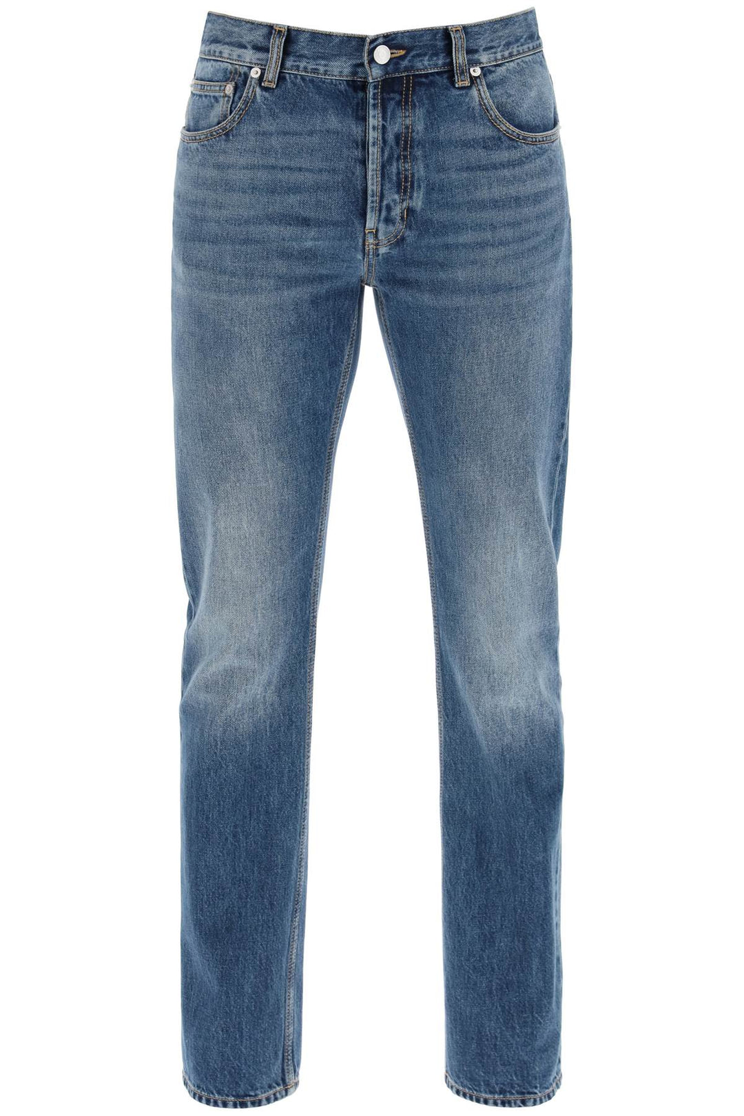 Alexander Mcqueen Straight Leg Jeans With Faux Pocket On The Back.   Blue