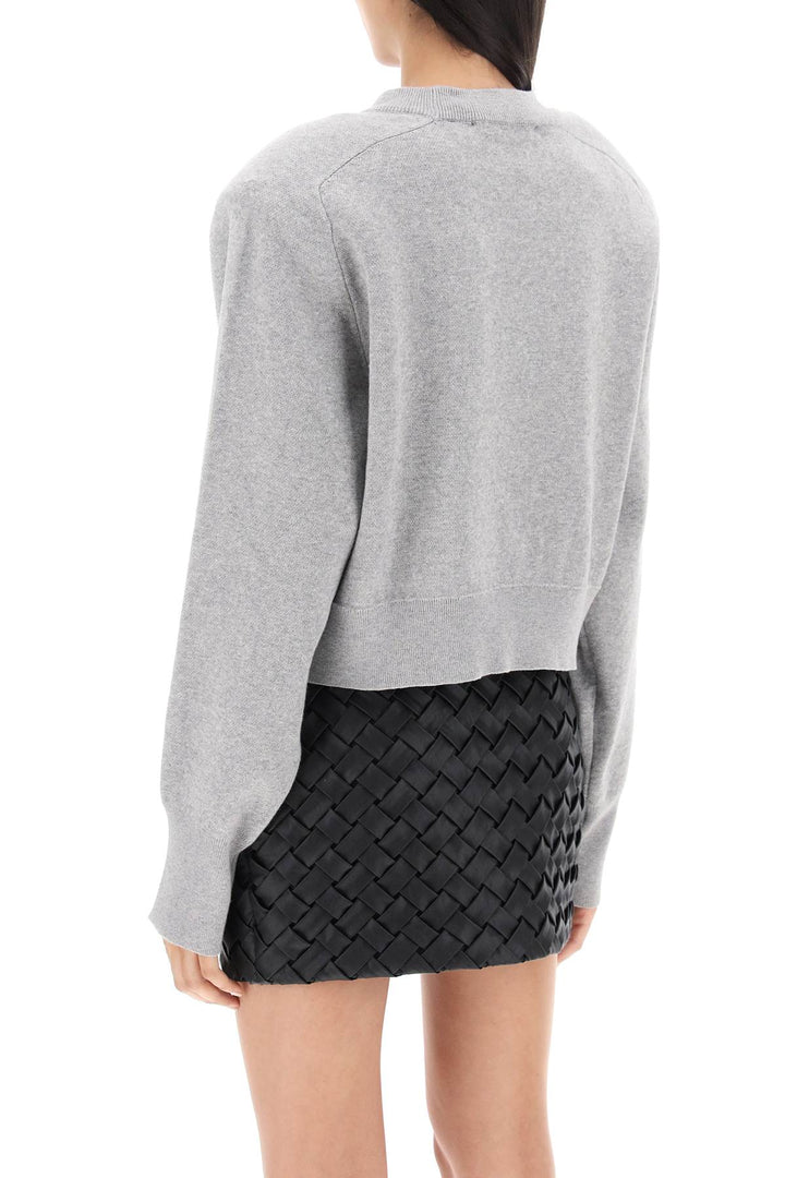 Rotate Cropped Sweater With Rhinestone Studded Logo   Grigio