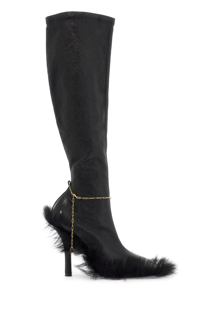 Burberry Slinky Leather High Legging Boots   Black
