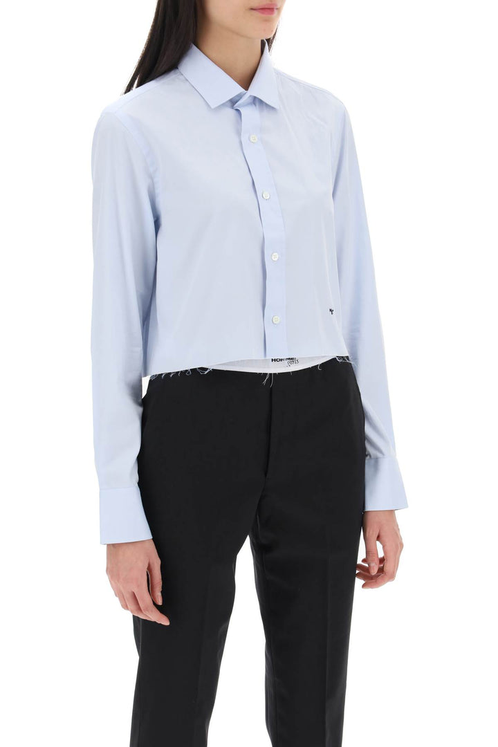Homme Girls Cotton Twill Cropped Shirt   Celeste