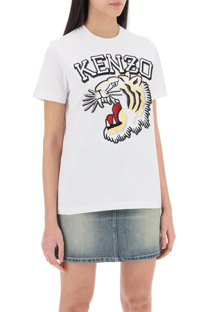 Kenzo Tiger Varsity Crew Neck T Shirt   Bianco