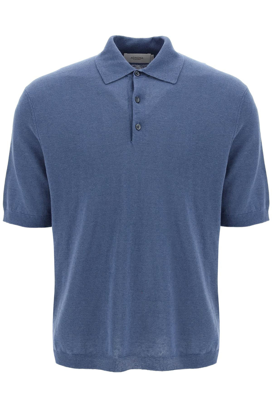 Agnona Linen And Cotton Jersey Polo   Blu