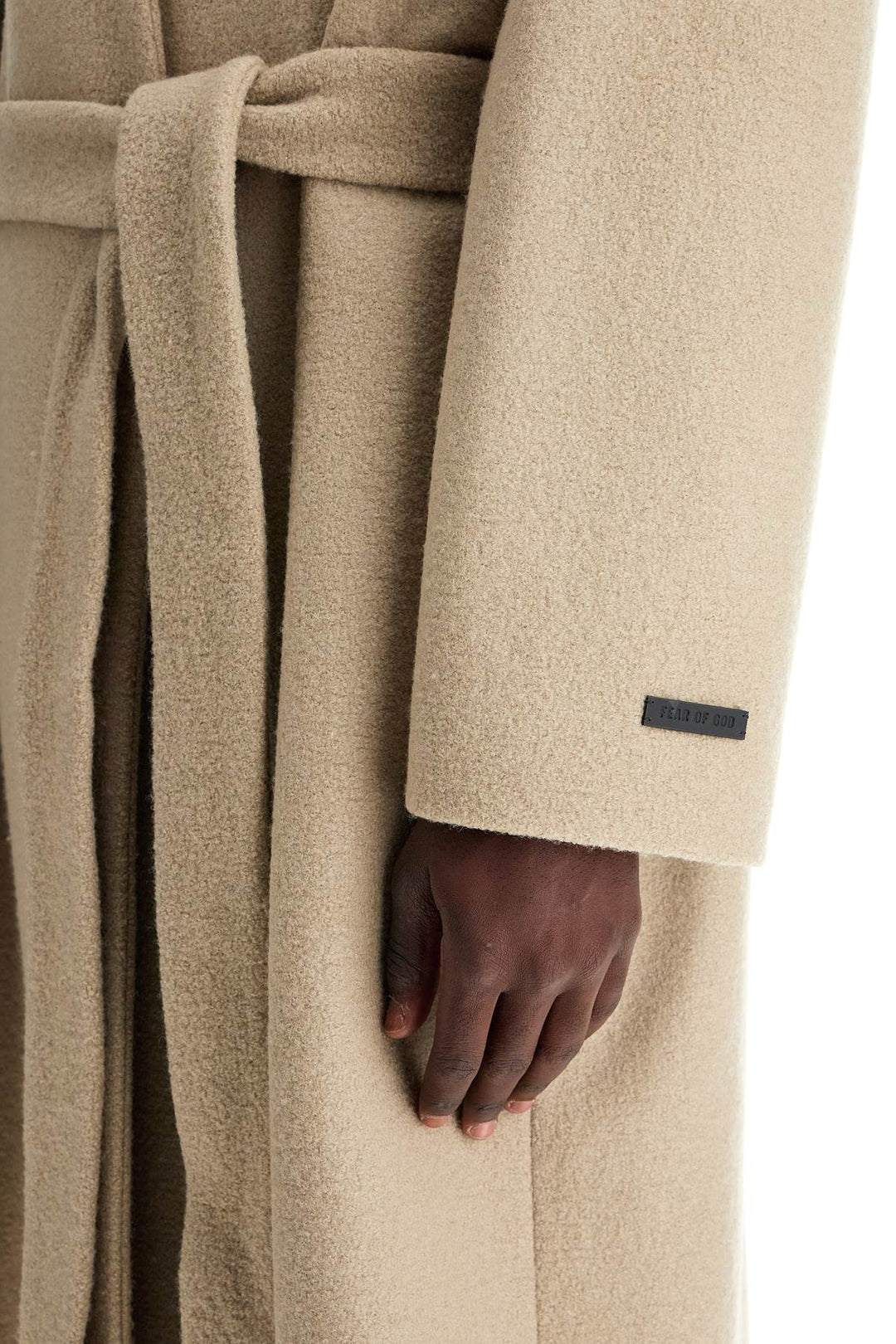 Fear Of God Wool Coat With High Collar And Boiled Wool   Beige