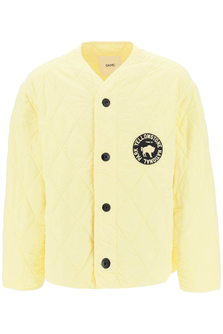 Oamc 'Denali' Quilted Jacket With Print And Embroidery At Back   Giallo