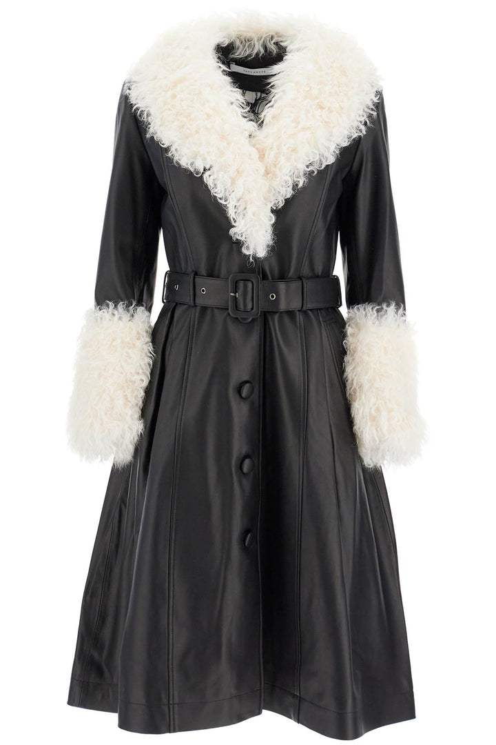 Saks Potts Foxy Leather And Shearling Long Coat   Black