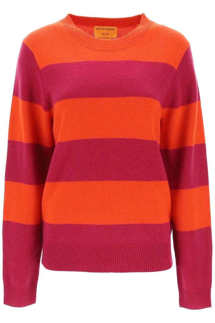Guest In Residence Striped Cashmere Sweater   Rosso