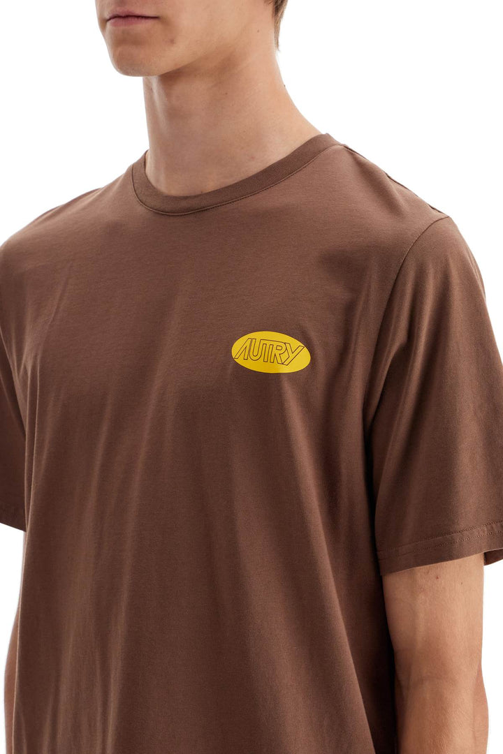 Autry Relaxed Fit Logo Print T Shirt   Brown