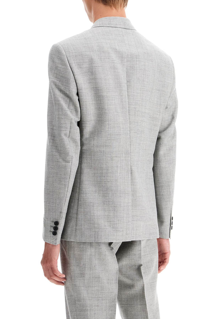 Versace Double Breasted Wool Blend Blazer   Grey