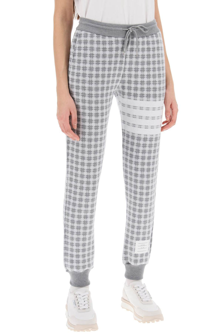 Thom Browne 4 Bar Joggers In Check Knit   Grigio