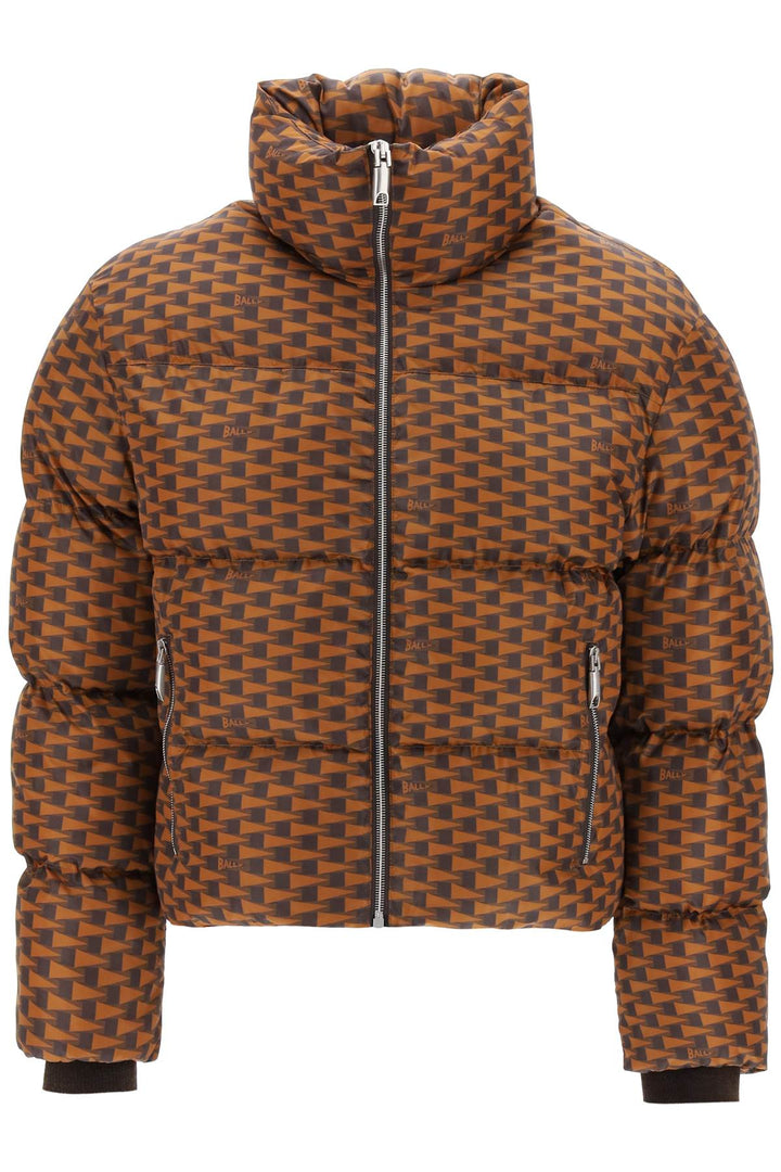 Bally Short Puffer Jacket With Pennant Motif   Brown