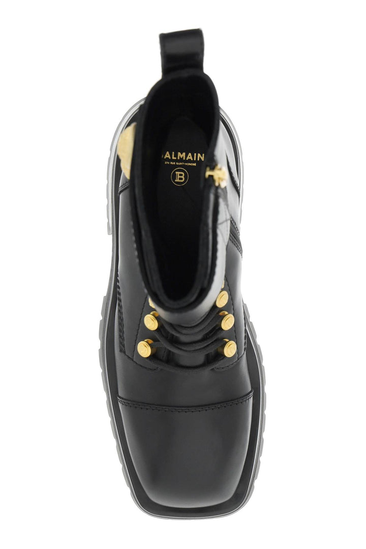 Balmain Leather Ranger Boots With Maxi Buttons   Nero