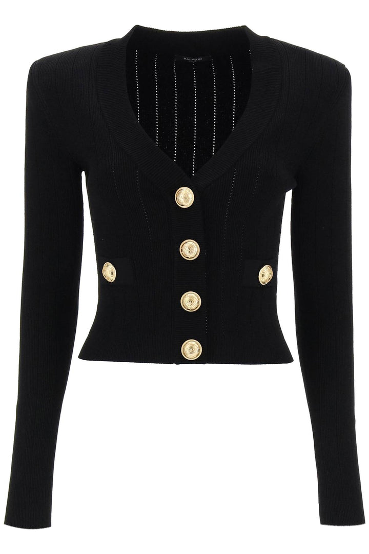 Balmain Cardigan With Structured Shoulders   Black
