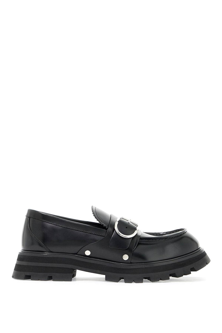 Alexander Mcqueen Brushed Leather Wander Loafers For   Black