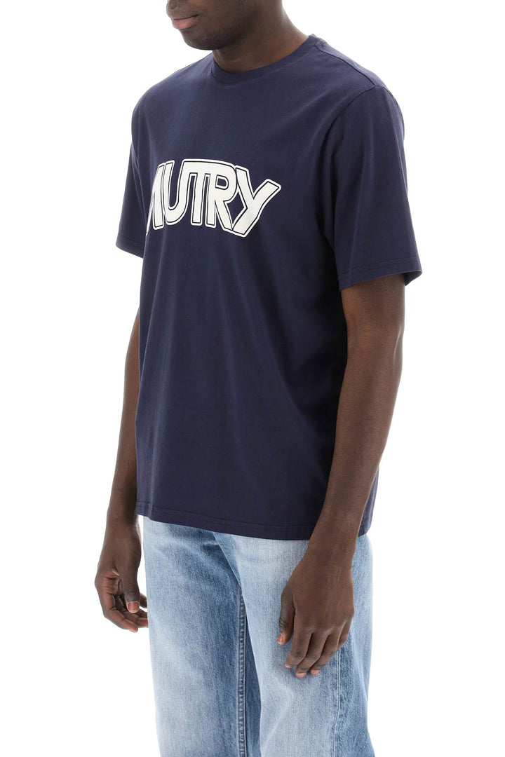 Autry T Shirt With Maxi Logo Print   Blu