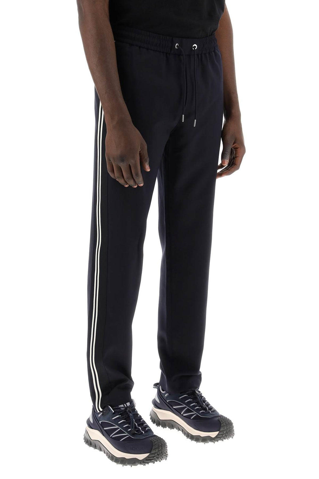 Moncler Sporty Pants With Side Stripes   Blu