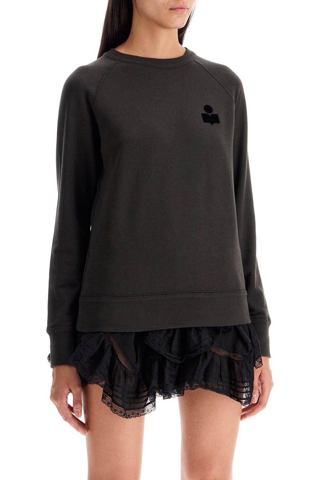Isabel Marant Etoile Milla Cotton Sweatshirt With Round Neck   Black