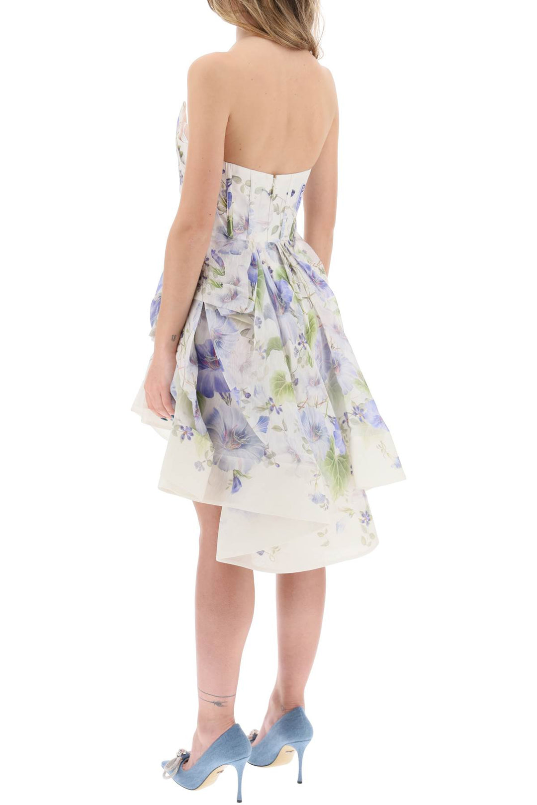 Zimmermann Floral Draped Nature Inspired Dress   Bianco
