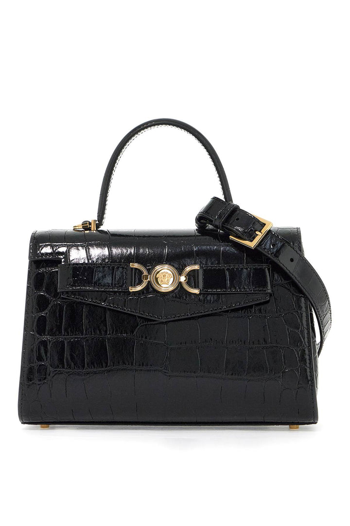 Versace Medusa '95 Handbag With Crocodile   Black