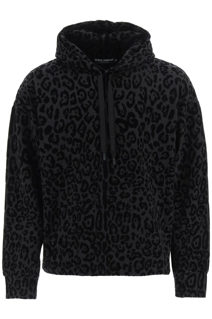 Dolce & Gabbana Flocked Leopard Hoodie   Black