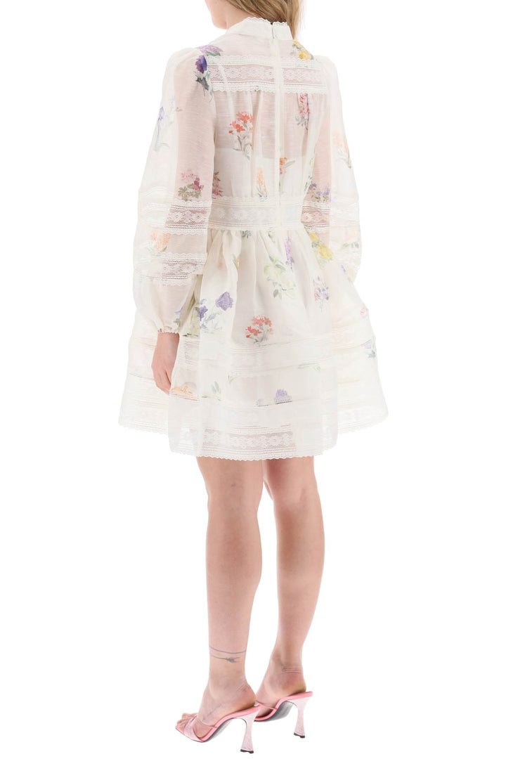 Zimmermann Replace With Double Quotemini Nature Floral Organza Dressreplace With Double Quote   Bianco