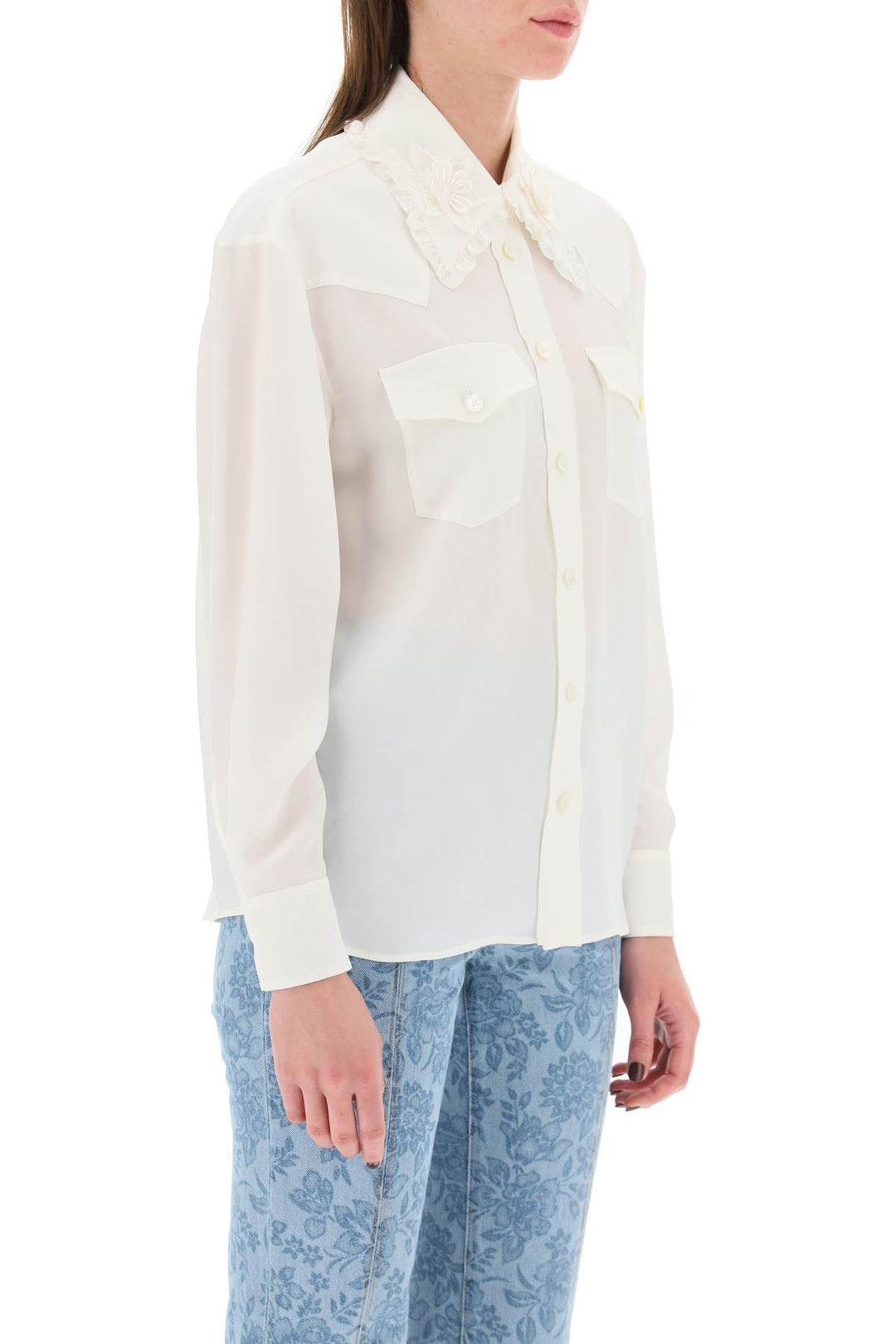 Alessandra Rich Silk Shirt   Bianco