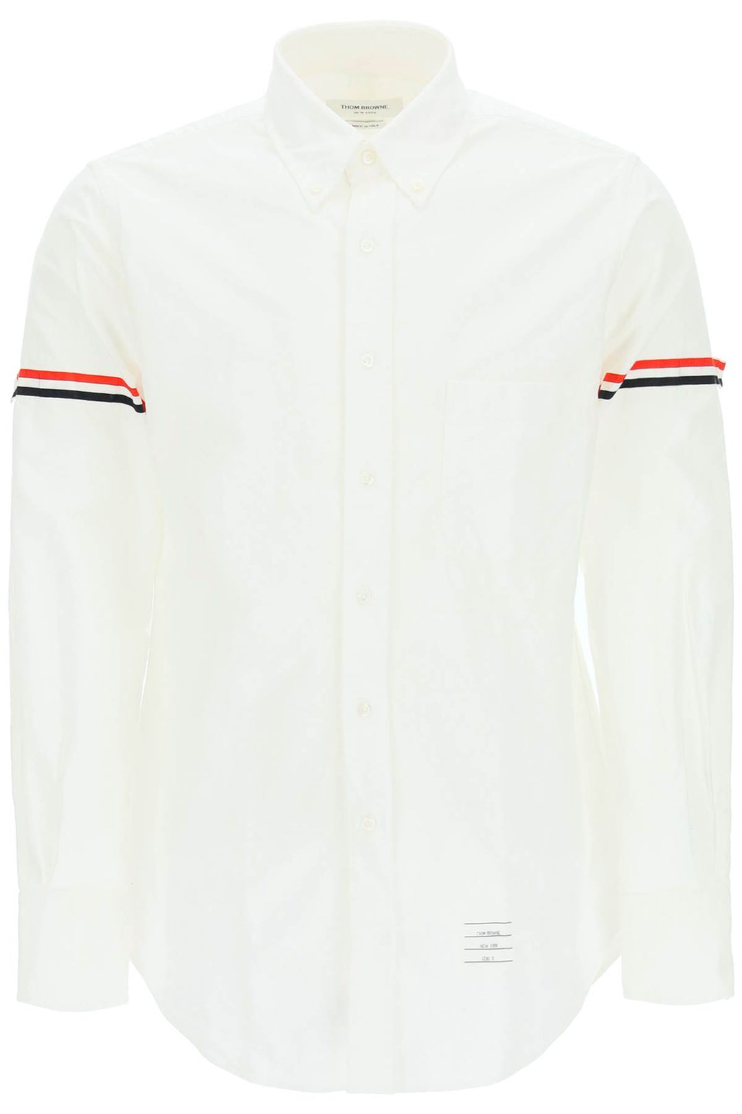 Thom Browne Poplin Button Down Shirt With Rwb Armbands   White