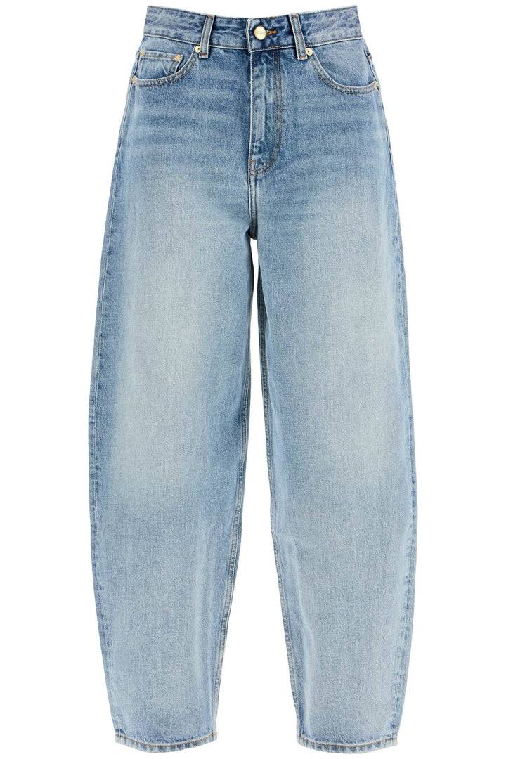 Ganni Organic Denim Tapered Jeans In Eight   Blue