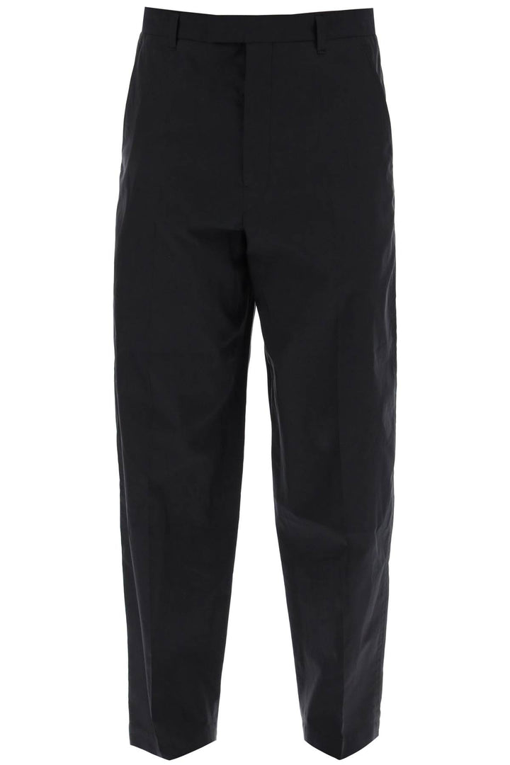 Lemaire Cotton And Silk Carrot Pants For Men   Nero