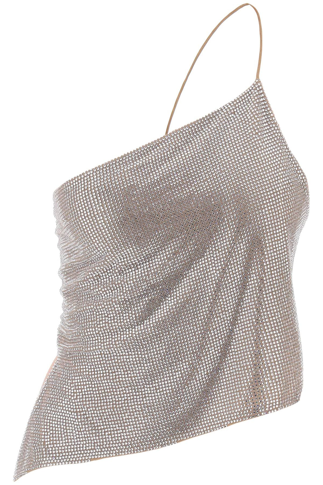 Giuseppe Di Morabito Cropped Top In Mesh With Crystals All Over   Beige