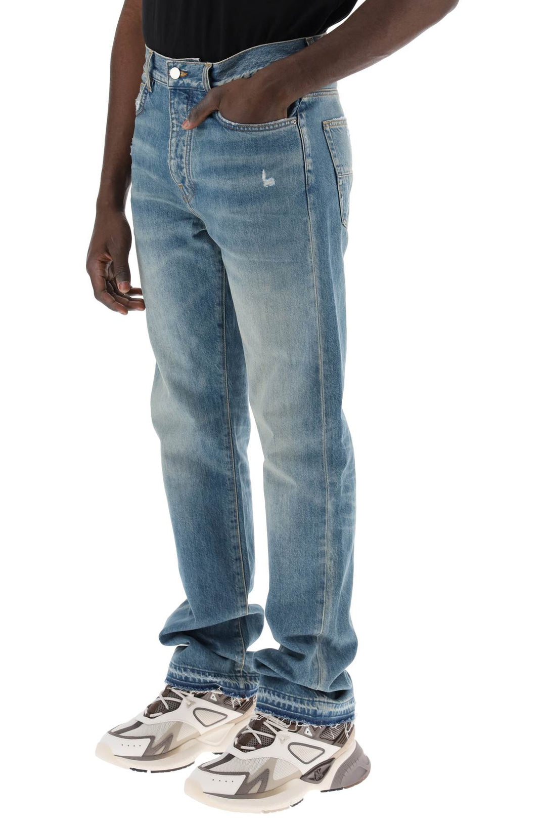 Amiri Five Pocket Distressed Effect Jeans  Blu