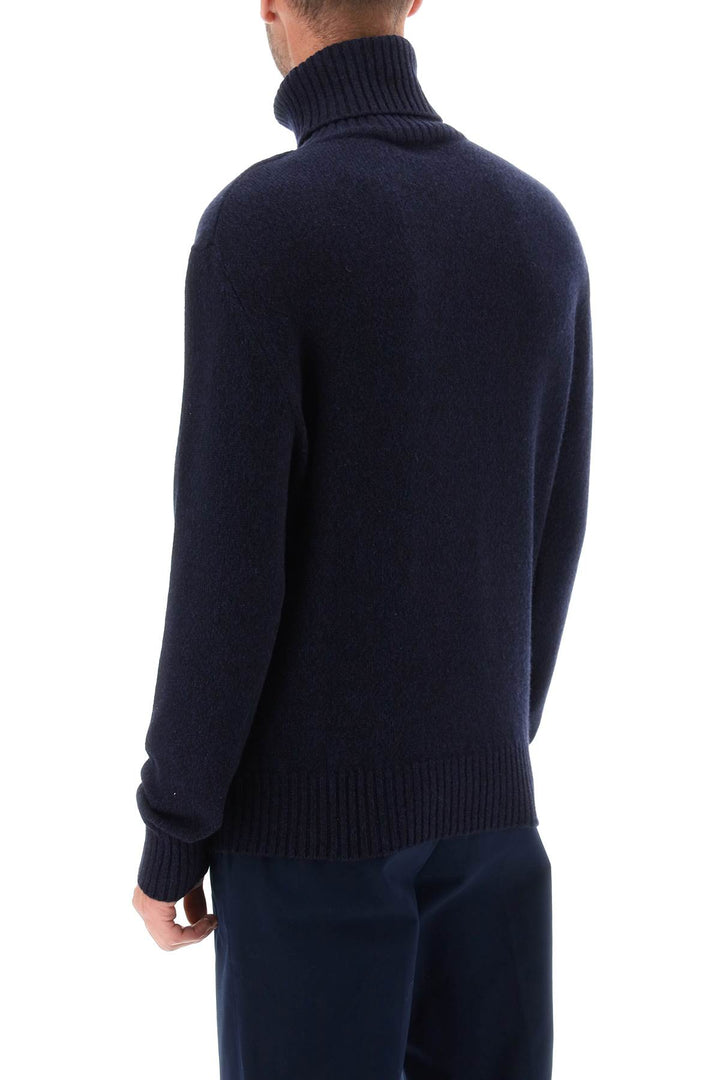 Ami Alexandre Matiussi Melange Effect Cashmere Turtleneck Sweater   Blu