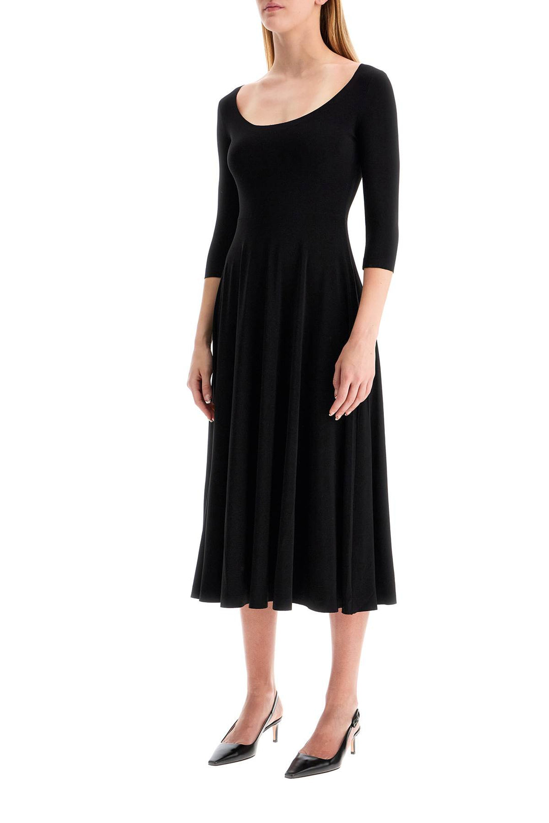 Norma Kamali Reversible V Neck Dress   Black
