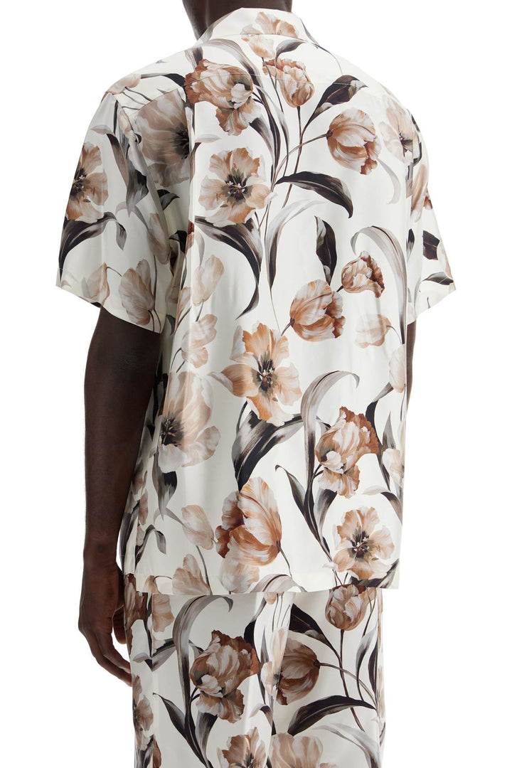 Dolce & Gabbana Silk Tulip Print Hawaiian Shirt Set   White