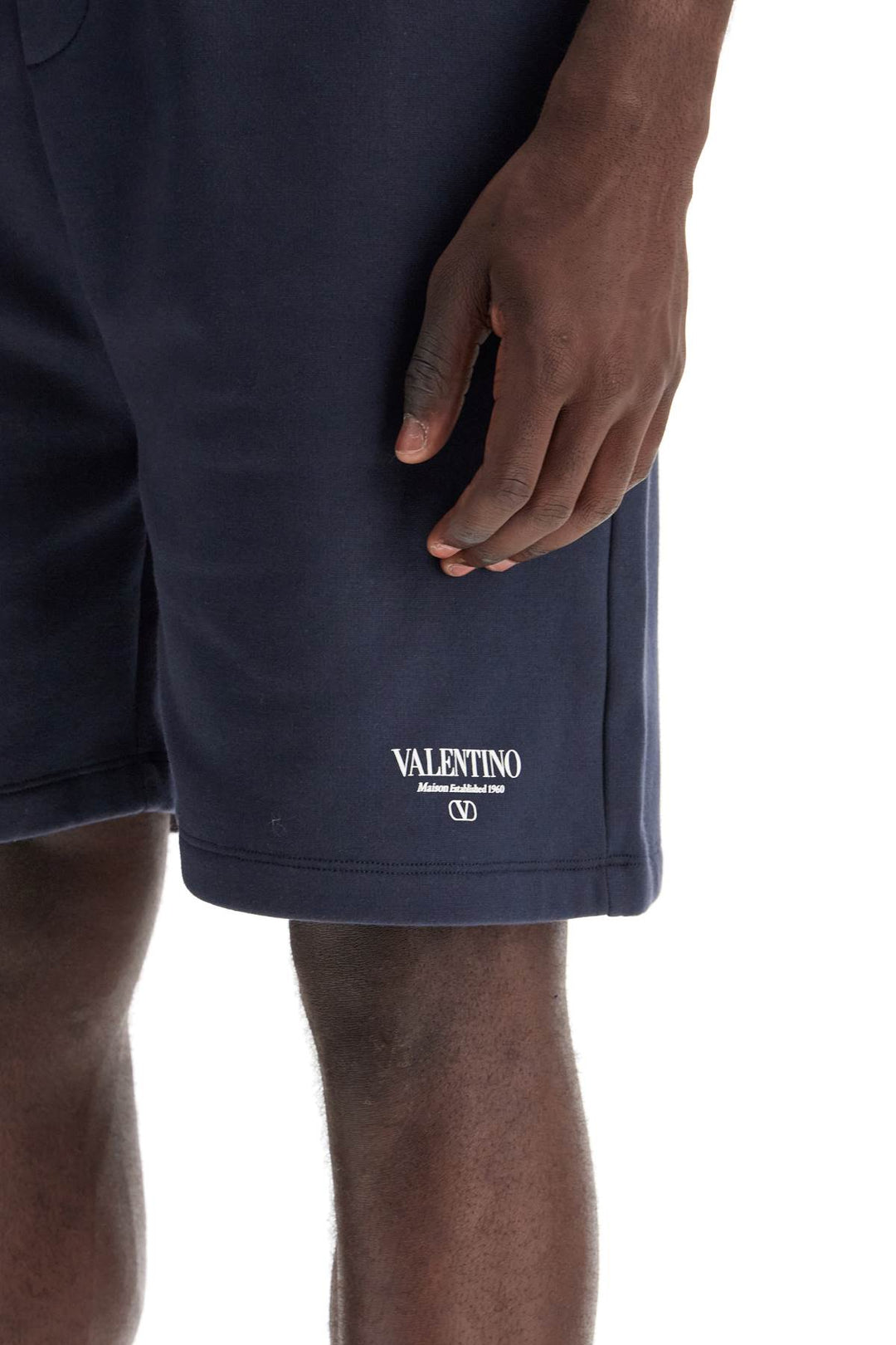 Valentino Garavani Logo Print Jogger Bermuda Shorts With   Blue