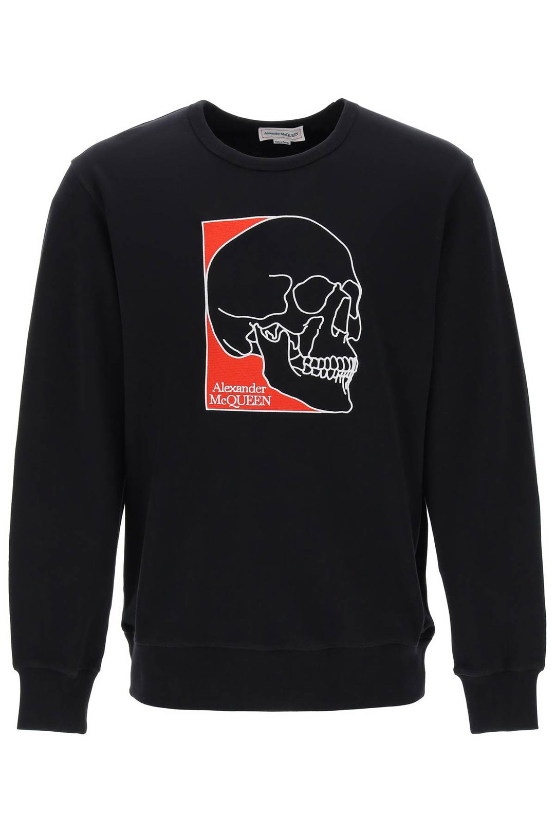 Alexander Mcqueen Crew Neck Sweatshirt With Skull Embroidery   Nero