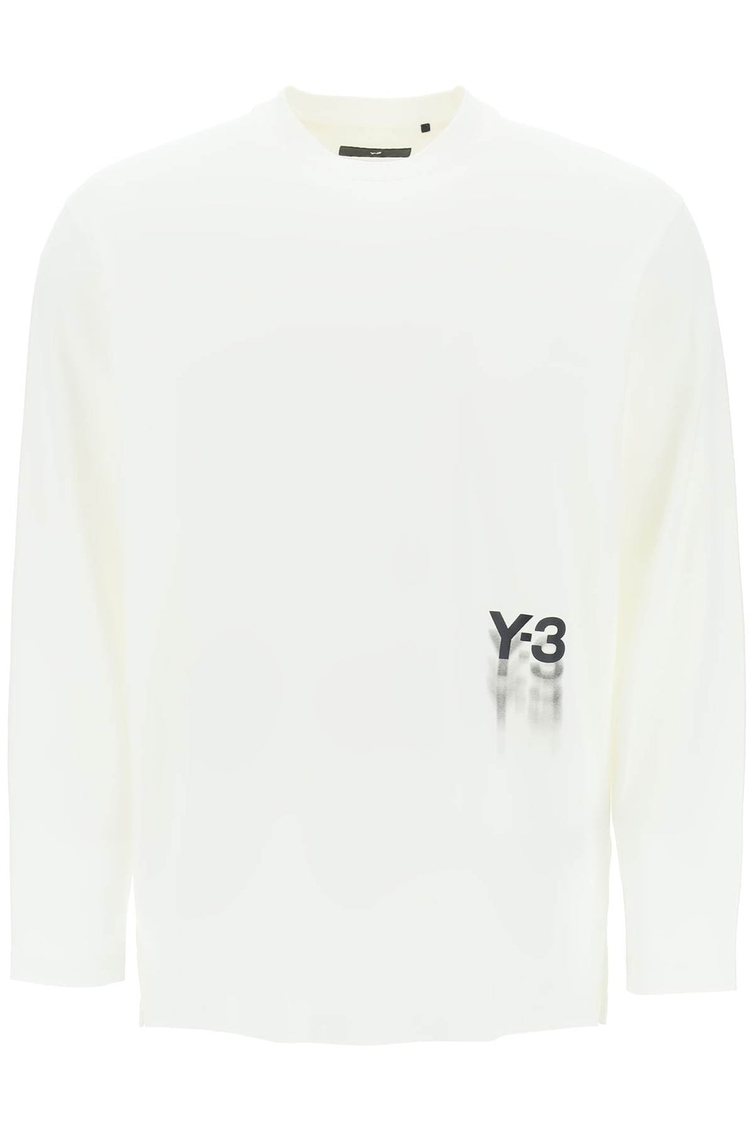 Y 3 Long Sleeved T Shirt With Logo Print   Bianco