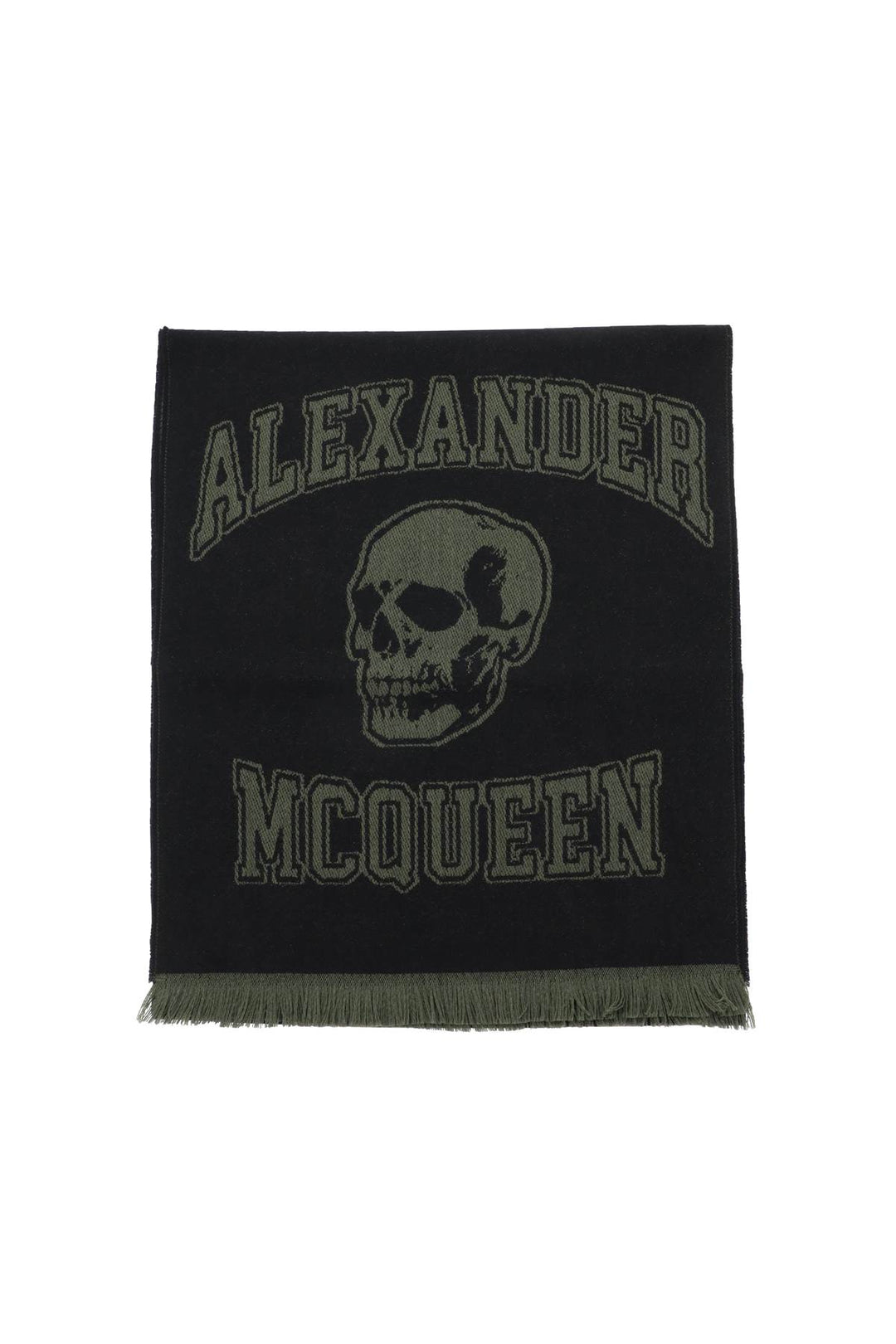 Alexander Mcqueen Varsity Logo Wool Scarf   Nero