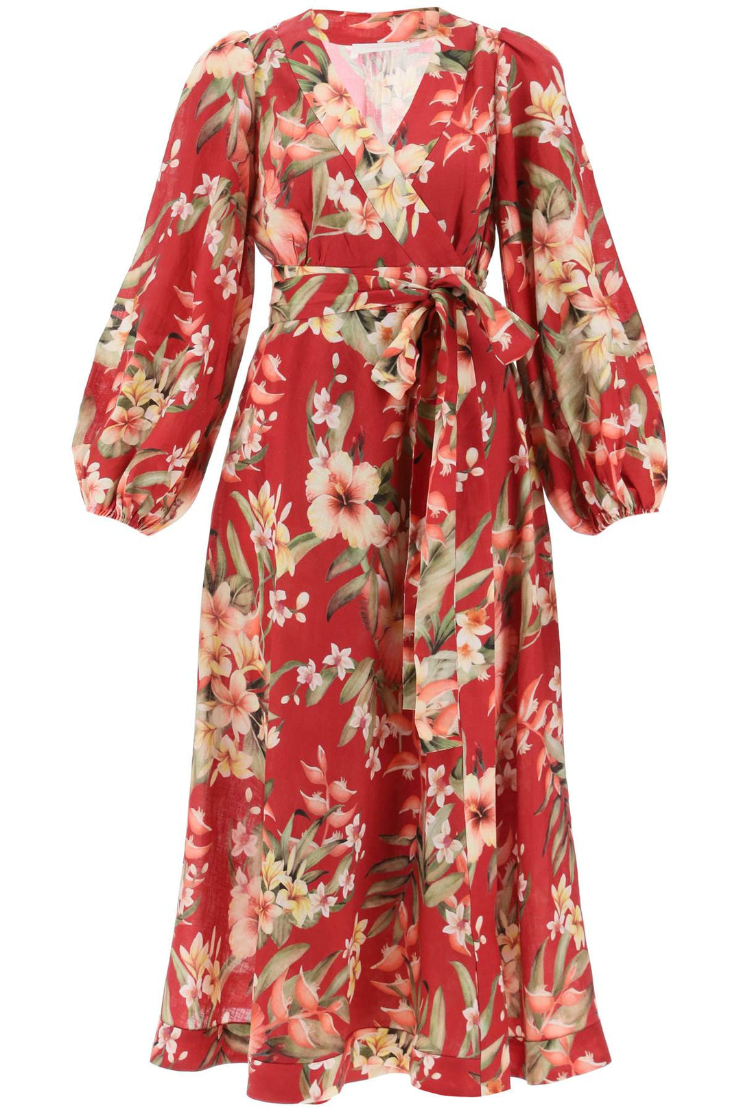 Zimmermann Lexi Wrap Dress With Floral Pattern   Red